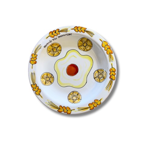 Sicilian handmade flat plate Plate De Simone per Giusina Bread in the Egg Sicilian handmade flat plate Plate De Simone per Giusina Bread in the Egg